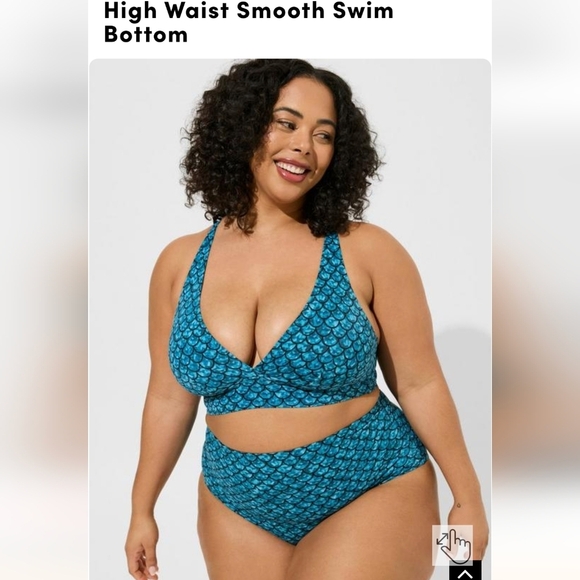 High Waist Smooth Swim Bottom mermaid scale plus size 3x Teal - Picture 4 of 8